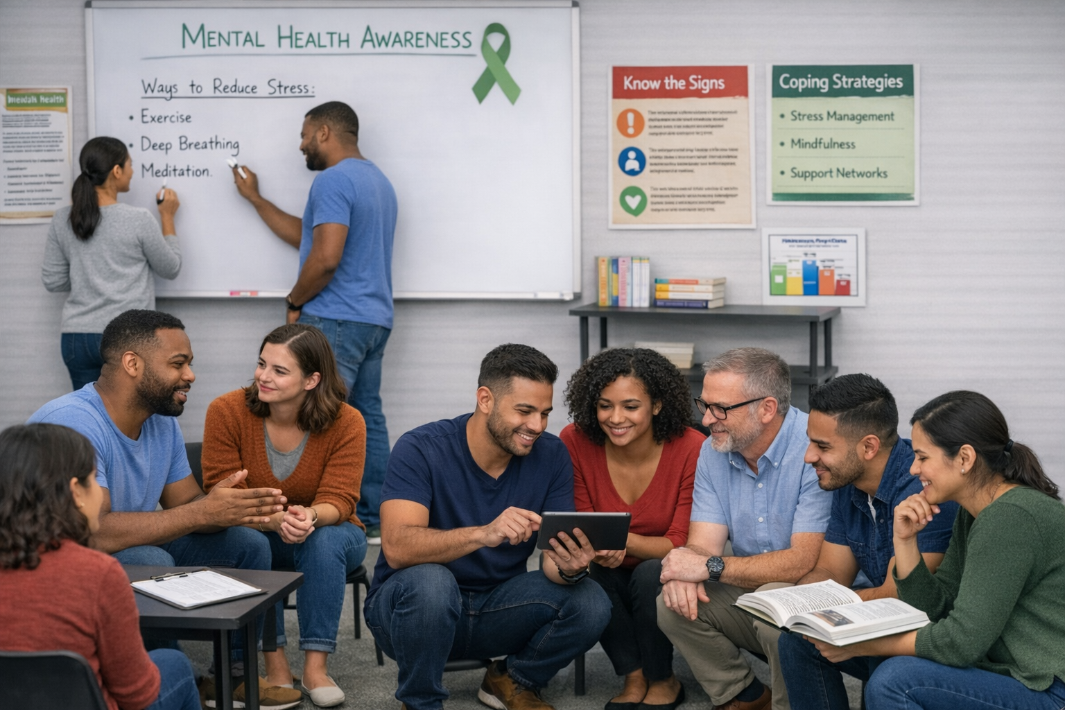 Group participating in a mental health awareness training session